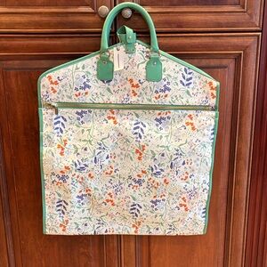 Anthropologie Green Floral Garment  Travel Bag